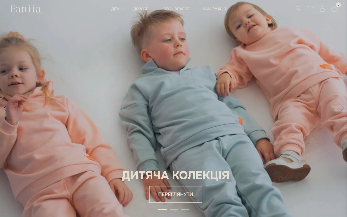 Знімок головної сторінки сайту Faniia